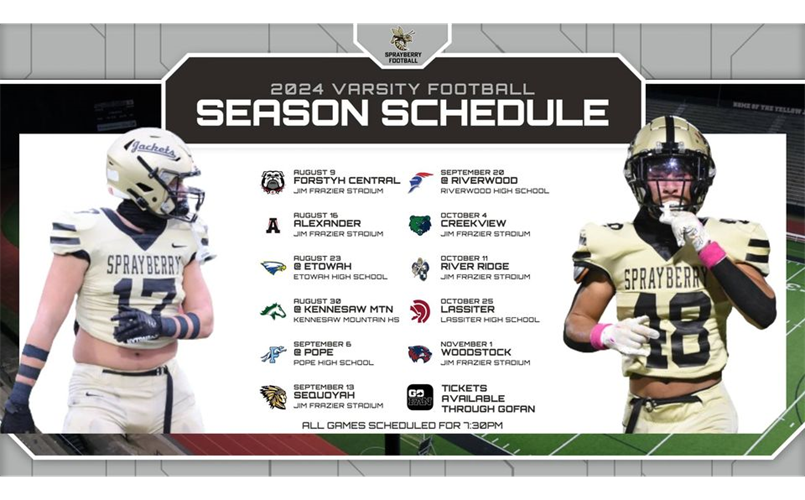 Sprayberry 2024 Season Varsity Schedule