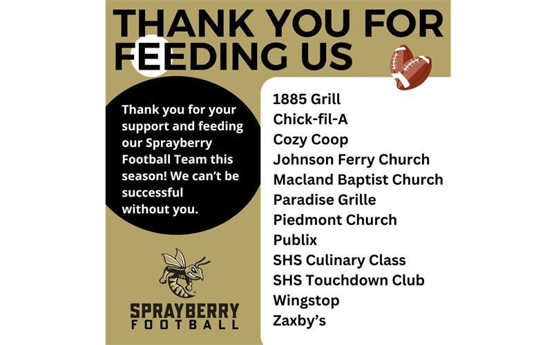 Thank you to Our Pre-Game Meal Sponsors